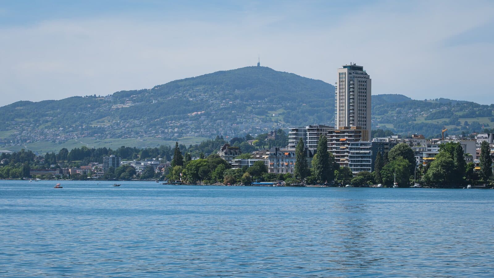 A representative Lake-Geneva town with vineyards