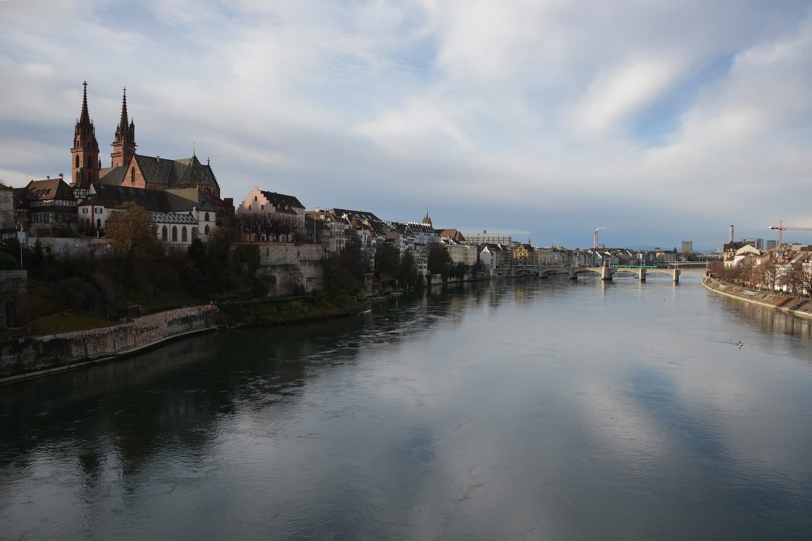 The Rhine in Basel with the Minster on the bank of the old town